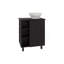 Meuble-lavabo avec lavabo, 1 porte, 4 pieds, 5 tablettes, wengé noir-833738537