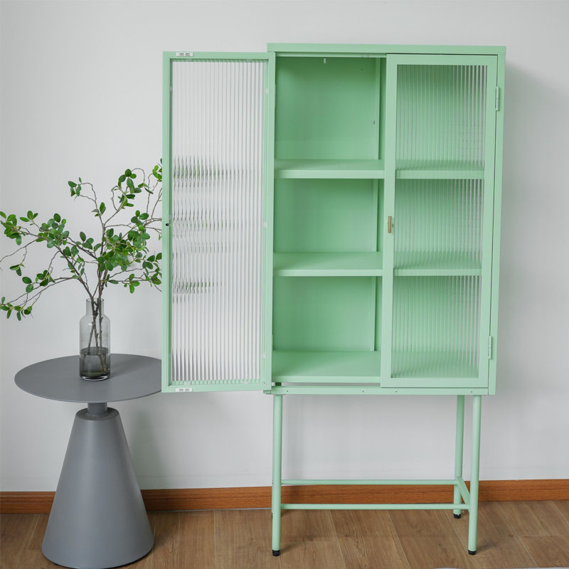 61''H Accent Cabinet With Removable Shelves, Light Green