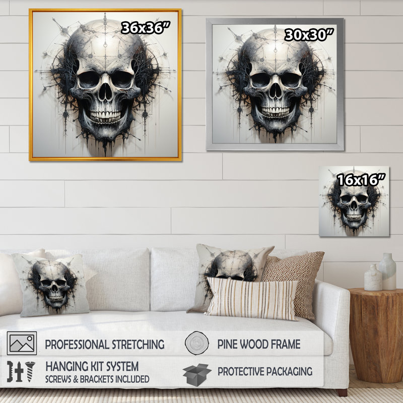 Art du crâne sur toile, Toile tendue, H 16 po x l 16 po