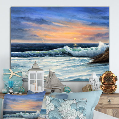Coucher de soleil sur la plage - reproduction d'art sur toile