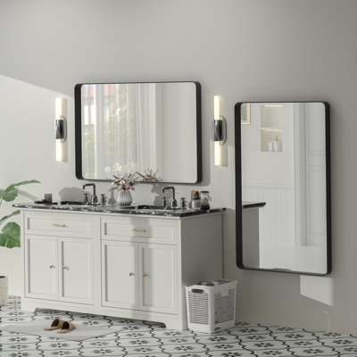 Molly Tempered Glass and Metal Framed French Cleat Mounted Wall Bathroom / Vanity Mirror