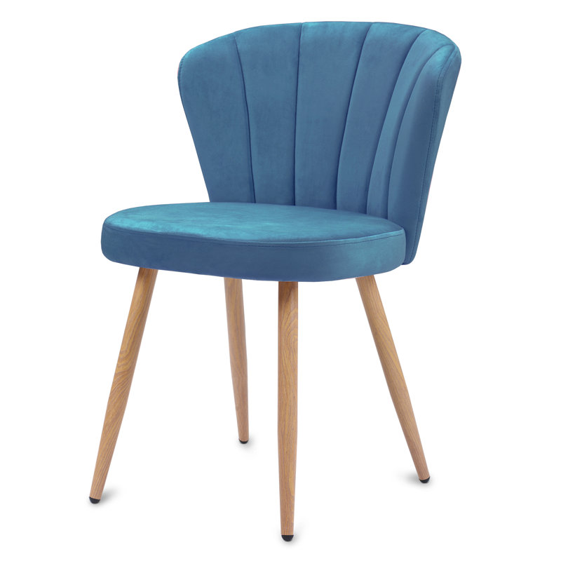 Tamia 46.5cm H Tufted Velvet Upholstered Side Chair, Blue, Brown