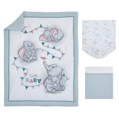 NoJo Disney Dumbo Hello Baby Circus Banner 3 Piece Nursery Crib Bedding Set