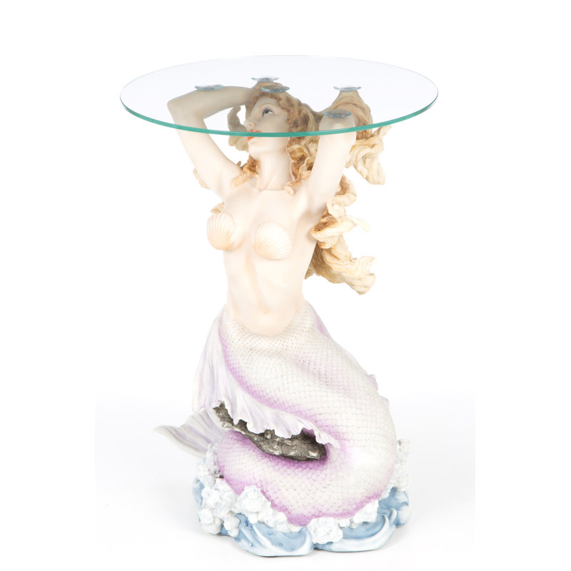 Mermaid of Magellan's Cove Glass Side Table