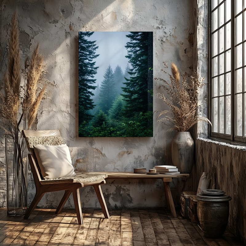 Toile «A Dense Misty Forest Landscape Shrouded In Thick brouillard», H 30 po x l 40 po