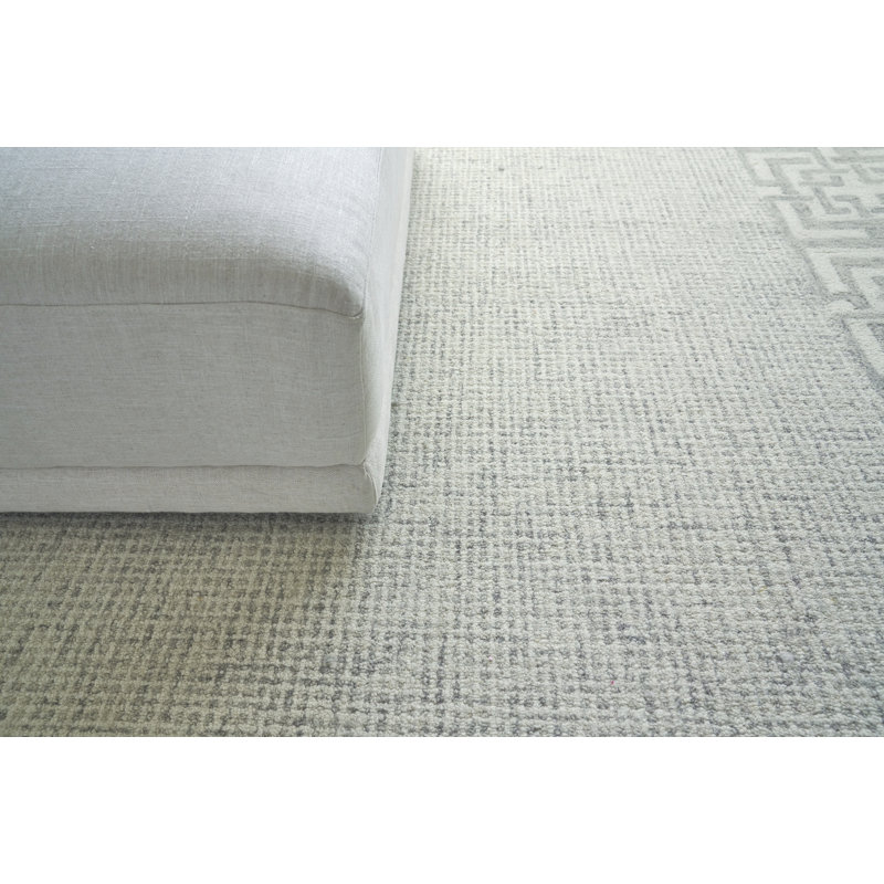 Caprice Oriental Handmade Wool Aqua Area Rug, Rectangle 10' x 14', Silver/Ivory