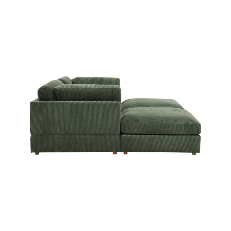 Aroonshire Modular Corduroy Sectional, Dark Green