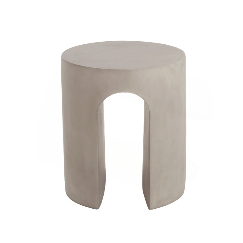 Outdoor MGO Round With U-Shape Side Table, Light Grey