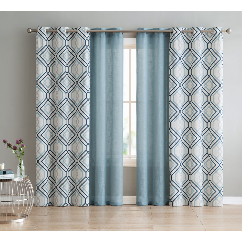 Minchinhampton Semi Sheer Curtain, Seaside Blue, 30" W  x 95" L
