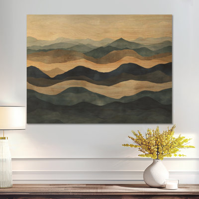 «Geometric Earth Horizon II» - Décoration murale paysage en bois