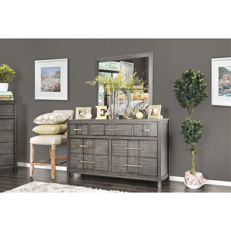 Commode 7 tiroirs Brooten, Gris