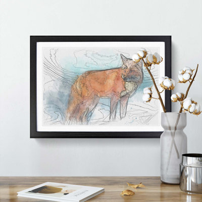 The Red Fox in Abstract - Picture Frame Graphic Art Print