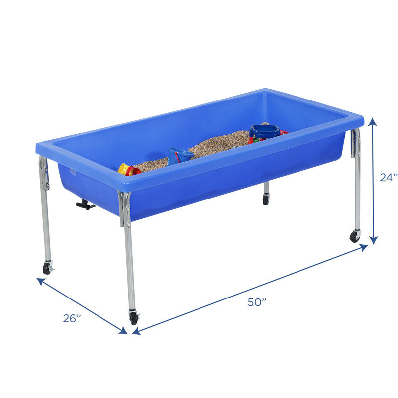 Blue Rectangular Children's Sensory Table with Lid