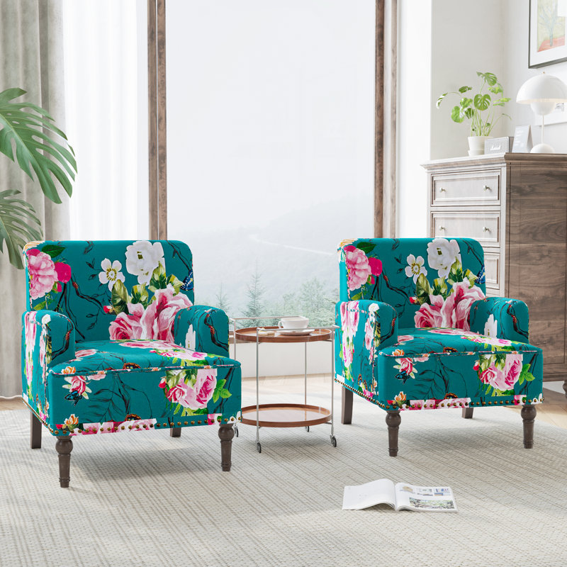 Arian 73 Cm Wide Linen Armchair, Pink Floral Linen