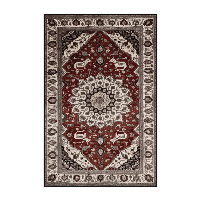 Tapis persan noir lavable à la machine, Rectangle 7 pi x 9 pi