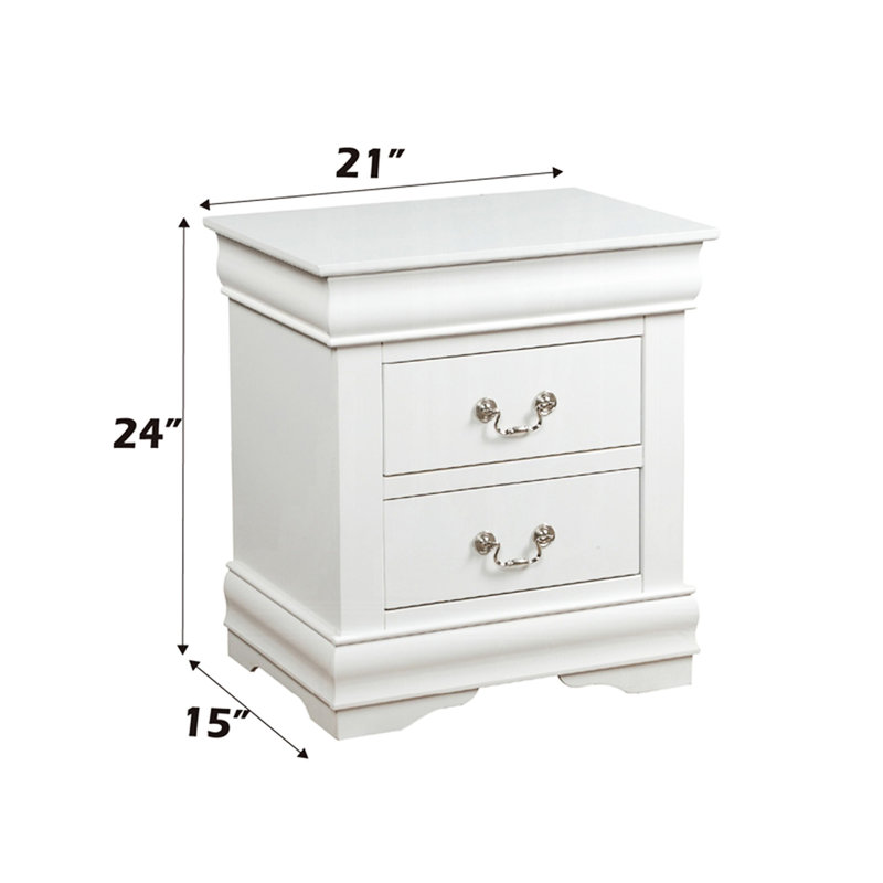 Table de chevet contemporaine 2 en pin massif blanc pour la chambre à coucher A Welcome