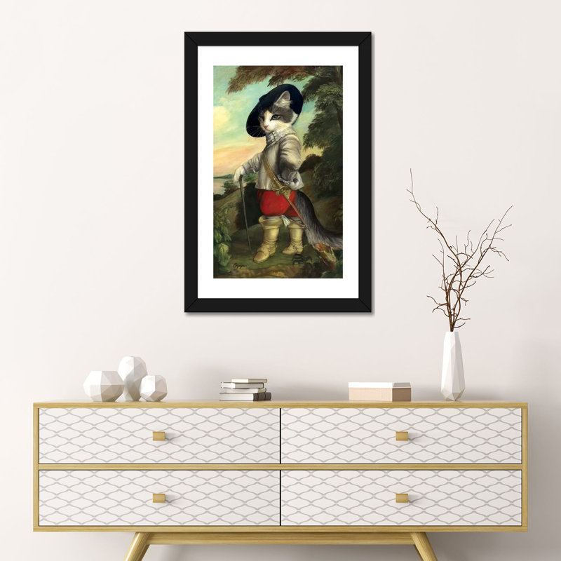 «Widget in bottes» par Melinda Copper - imprimé, H 24 po x l 16 po x P 1 po, Papier noir, Blanc