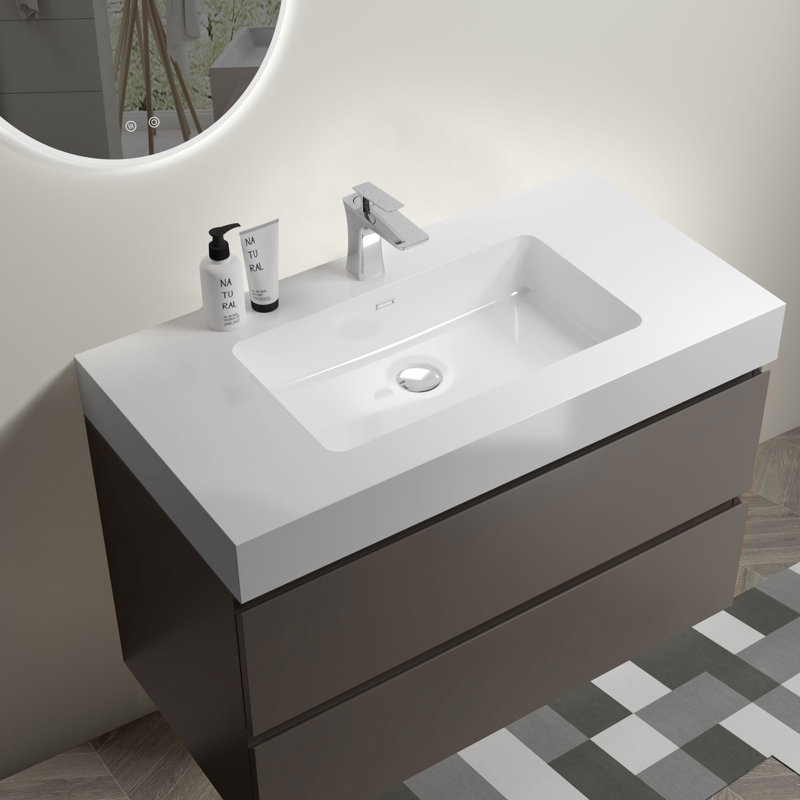 Meuble-lavabo 36 po avec lavabo, Blanc, Gris