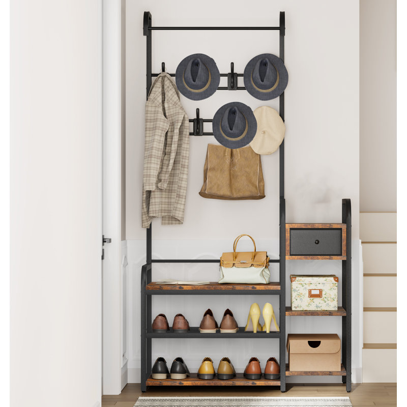 Banc à chaussures Hall d'entrée, arbre d'entrée avec tiroir de rangement, portemanteau pour appartement, chambre à coucher
