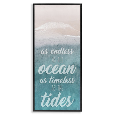Stupell Industries Timeless As Tides Beach Quote Giclee Texturized Wall Art By Marcus Prime In Midnight Black Framed Giclee