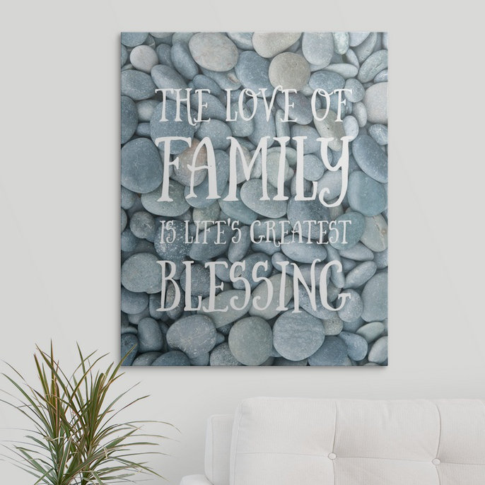 « family bénédiction-sentiments », art textuel, H 48 po x l 38 po x P 1,5 po, Toile