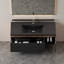 Meuble-lavabo mural 48 po avec lavabo, meuble-lavabo flottant moderne avec tiroir cannelé, lavabo intégré à quartz noir, armoire de rangement à fermeture en douceur, finition bois
