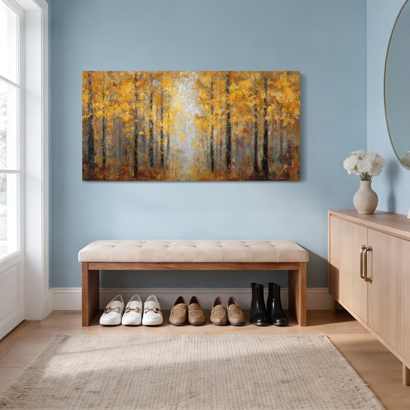 Ensemble de 1 tableau sur toile représentant des arbres de la forêt d'automne, H 28 po x l 58 po