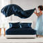 2 taies d'oreiller de luxe standard 100% satin de minuit bleu, texture lisse, extrémité ouverte, réduire la casse, sensation soyeuse, douceur sur les cheveux, -