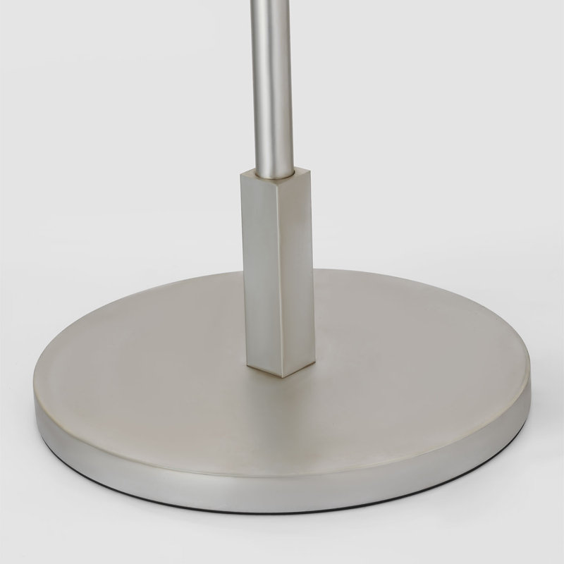kate spade new york Walker 58" Cordless Floor Lamp with Linen Shade, White, Burnished Silver Leaf