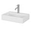 Lavabo vasque carré en céramique 20,6 po, lavabo de comptoir blanc de qualité supérieure pour meuble-lavabo de 32 po, design artistique moderne