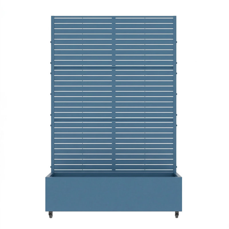 Lit de jardin en métal avec treillis et roues H 6 pi x l 4 pi - bleu, H 73 po x l 47 po x P 16 po, Bleu