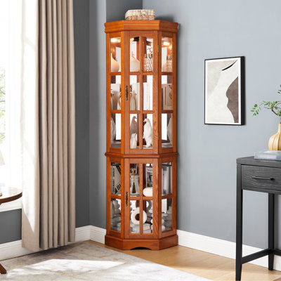 Corner Cabinet With 5 Shelves And , Oak Character 5-Shelf Lighting Flair