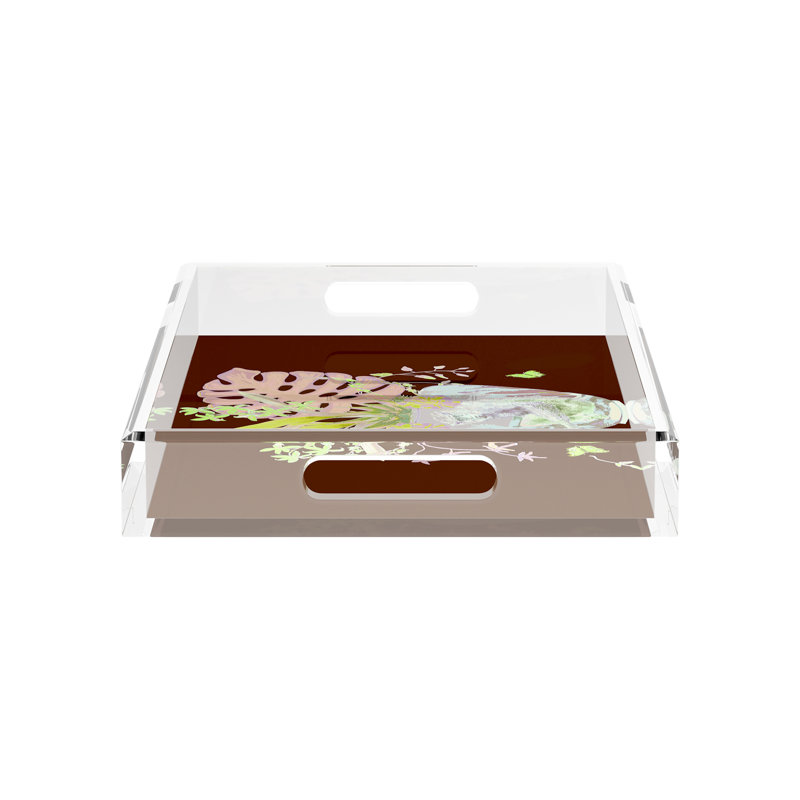 Monkey Large Jungle Acrylic Rectangle Decorative Tray, Chocolate Lime, 22.5"W x 14.5"D x 2"H
