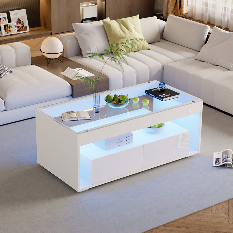 Coffee Table with Storage, White