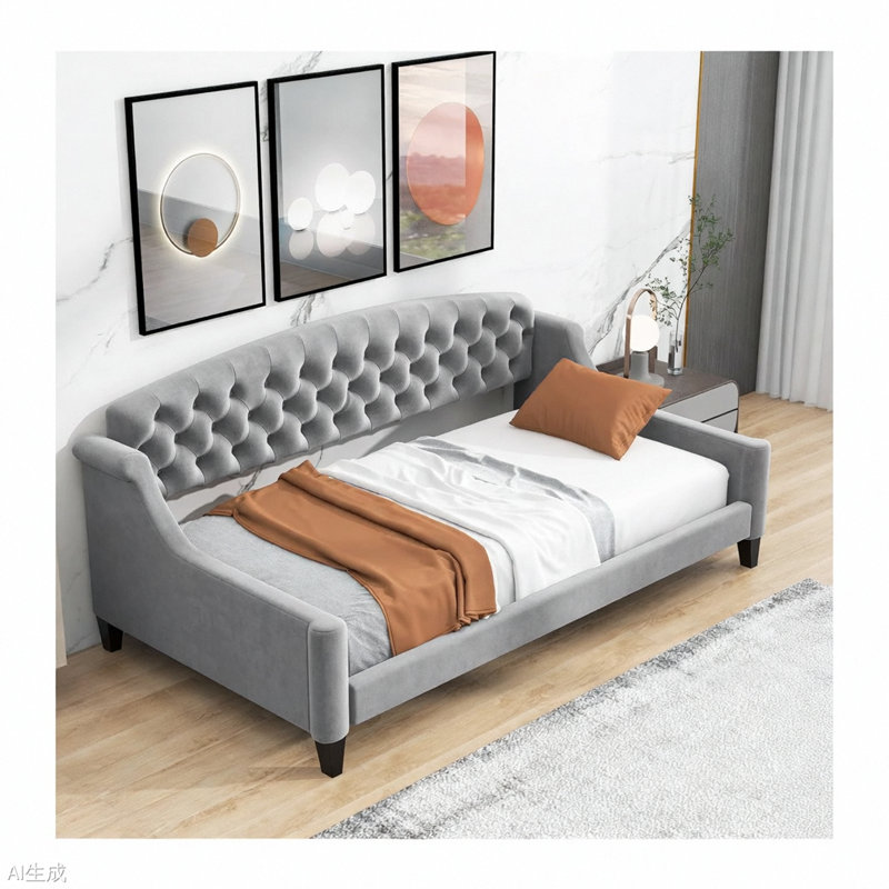 Modern Luxury Tufted Button Daybed, Gray, Full / Double
