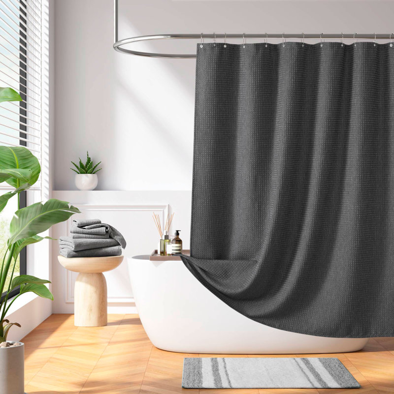 Rideau de douche Arbor Waffle, L 72 po x L 72 po, Gris anthracite