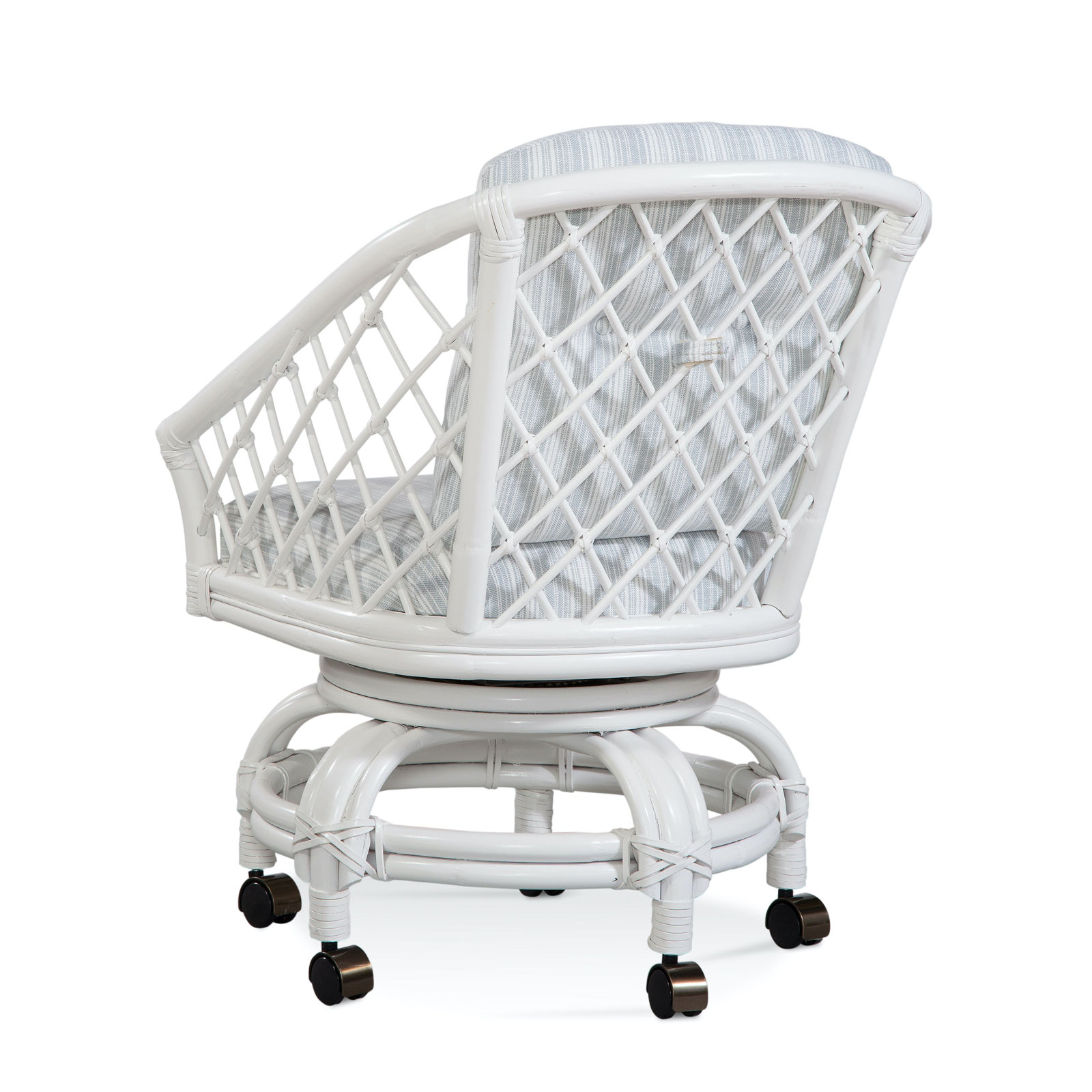 Raleigh Swivel Dining Armchair, Light Blue and White Stripe; 0256-54, Frost White
