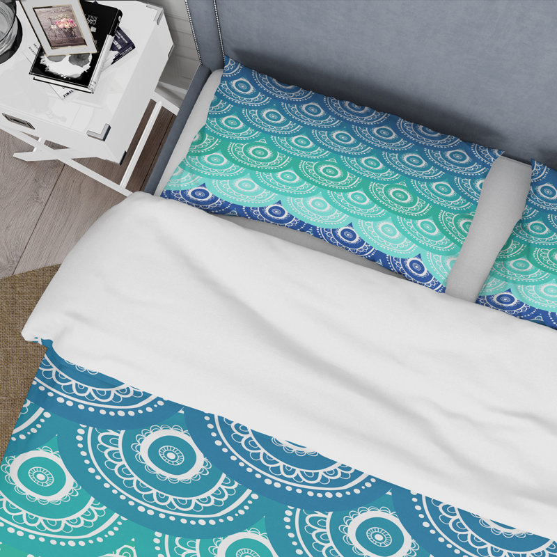 Ensemble de housse de couette Ethnique Ocean Waves - Polyester en microfibre, Housse de couette pour très grand lit et 2 très