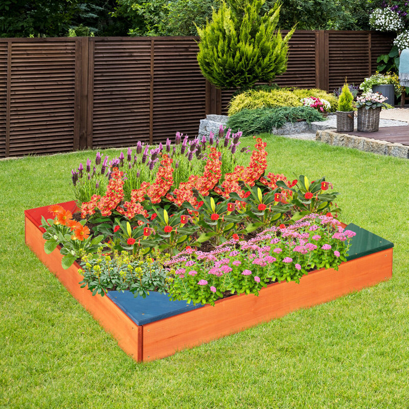 Gymax 35'' x 5'' Solid Wood Square Sandbox
