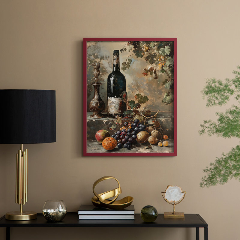 Impression encadrée FLORAL Series DCC XXVII - bois massif, Rouge, H 15 po x l 12 po