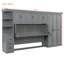 Lit escamotable simple avec garde-robe encastré, armoire et bureau rabattable, mobilier de chambre peu encombrant, gris-118614663