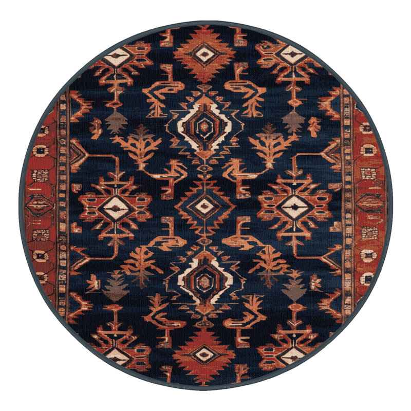 Machine Washable Persian Gray Area Rug, Round 4'