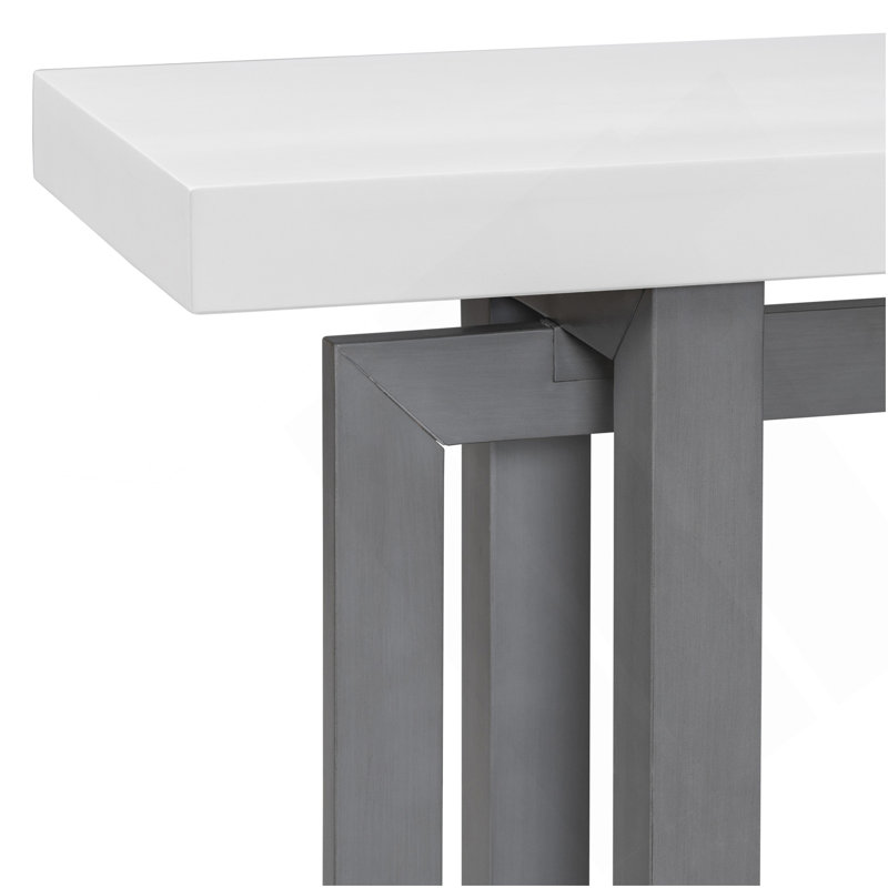 59" Solid Wood Console Table, Dark Gray, White