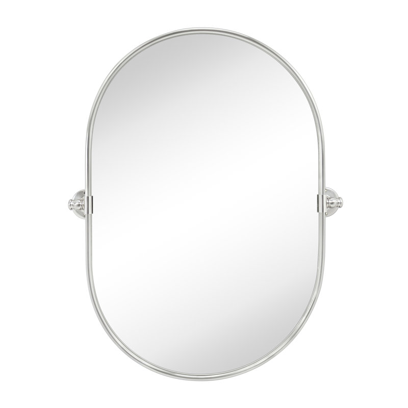  Miroir de salle de bain mural en nickel brossé Elysian, Nickel brossé