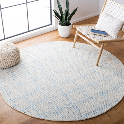 Tapis en laine / coton touffeté à la main Terkel en brun / bleu / ivoire