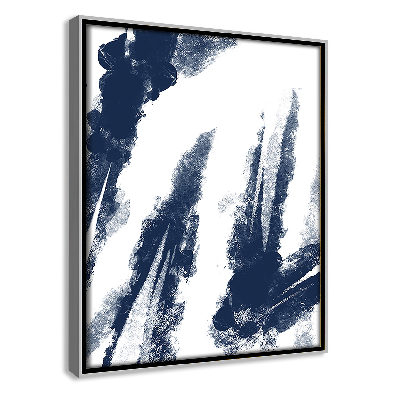 Ferne "Navy Striking Seams 2" Print, 11.5" H x 9.5" W x 2" D, Silver Framed Canvas