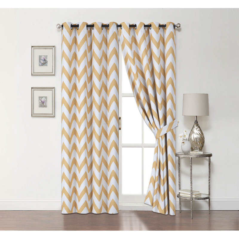 Ojas Blackout Curtain Pair, Yellow, 50" x 95"