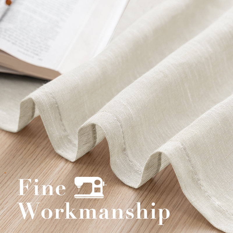 Linen Blended Textured Semi-Sheer Grommet Curtains - 37"/52" Widths Semi-Private & Light-Filtering Linen-Style Panels for Bedroom 