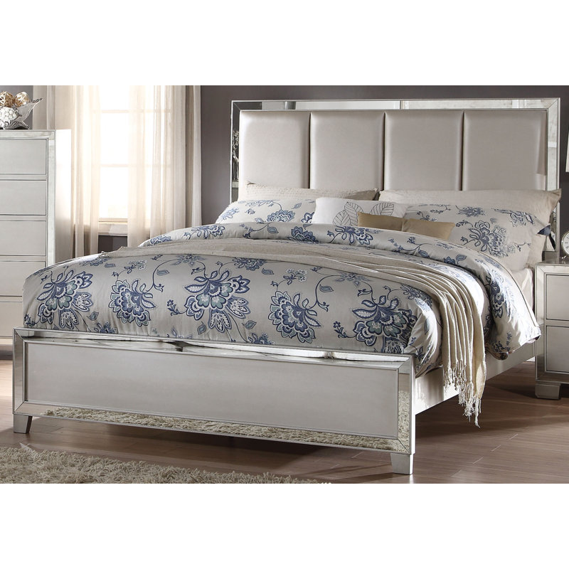 Lit simple tapissier Barretti, Platinum, Grand