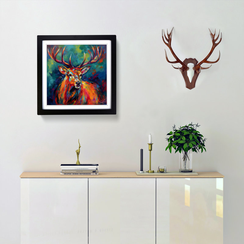 Stag Fauvism - Framed Print, Black